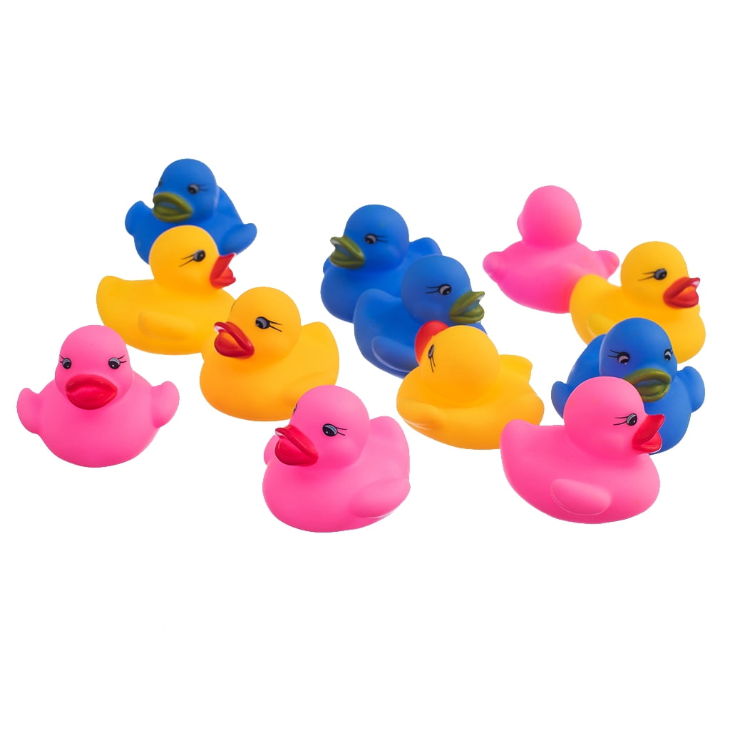 Lot 12pcs Mix Baby Kids Children Bath Toy Cute Rubber Race Squeaky Duck Ducky 