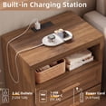 thumbnail image 5 of JOAXSWE 24" Farmhouse Nightstand with Charging Station, 2 Drawers and Open Shelf, Modern Bedside Table with Metal Handle for Bedroom, Brown, 5 of 7