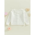 thumbnail image 4 of aturustex Little Girls Cozy Sweater Cardigan 0-5T Toddler Baby Long Sleeve Knitted Jackets Pullovers Doll Collar Button Knit Sweatshirts Heart Embroide Casual Daily Comfy Spring Fall Clothes, 4 of 7