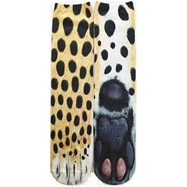 3D Animal Print Heat Transfer Socks Unisex Adult Cat & Dog Foot Paws Themed Unique Digital Socks Long Socks