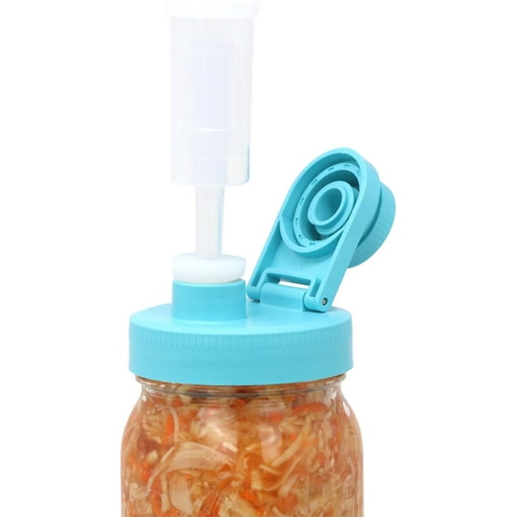 Brewing America Fermentation Kit Lids for Wide Mouth Mason Jars (Jars Not Included) Teal Fermenting Kit