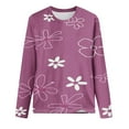 thumbnail image 4 of Darzheoy Womens Tops Trendy Floral Printed Long Sleeve Drop Shoulder Round Neck Sweatshirts Pullover Fall Winter Solid Color Graphic Casual Loose Blouses, 4 of 4