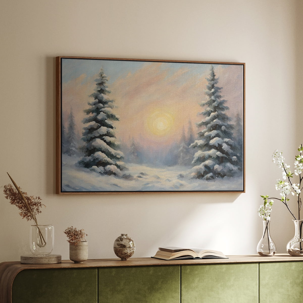 Vintage Landscape-CCIII By Wexford Home Framed in Walnut Wood Gallery Wrapped Canvas 17 in. x 25 in.