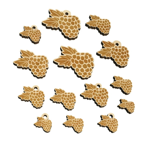Raspberry Blackberry Fruit Wood Mini Charms Shapes DIY Craft Jewelry - With Hole - 16mm (22pcs)