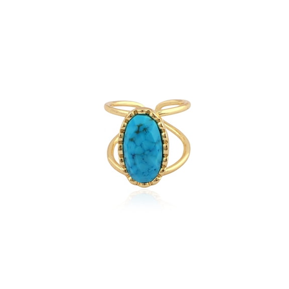 Zeva Jewels Turquoise Ring 18K Gold Plated Brass Jewelry Western Rings Gifts for Women Mom