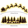 thumbnail image 5 of Christmas Reindeer Press On Illuminated Wooden Wall Decor Light Set, Push-button Santa Sleigh & Forest Village Silhouette, 59.1in & 35.43in Christmas Wall Hanging Ornament for Home Decorations Indoor, 5 of 9