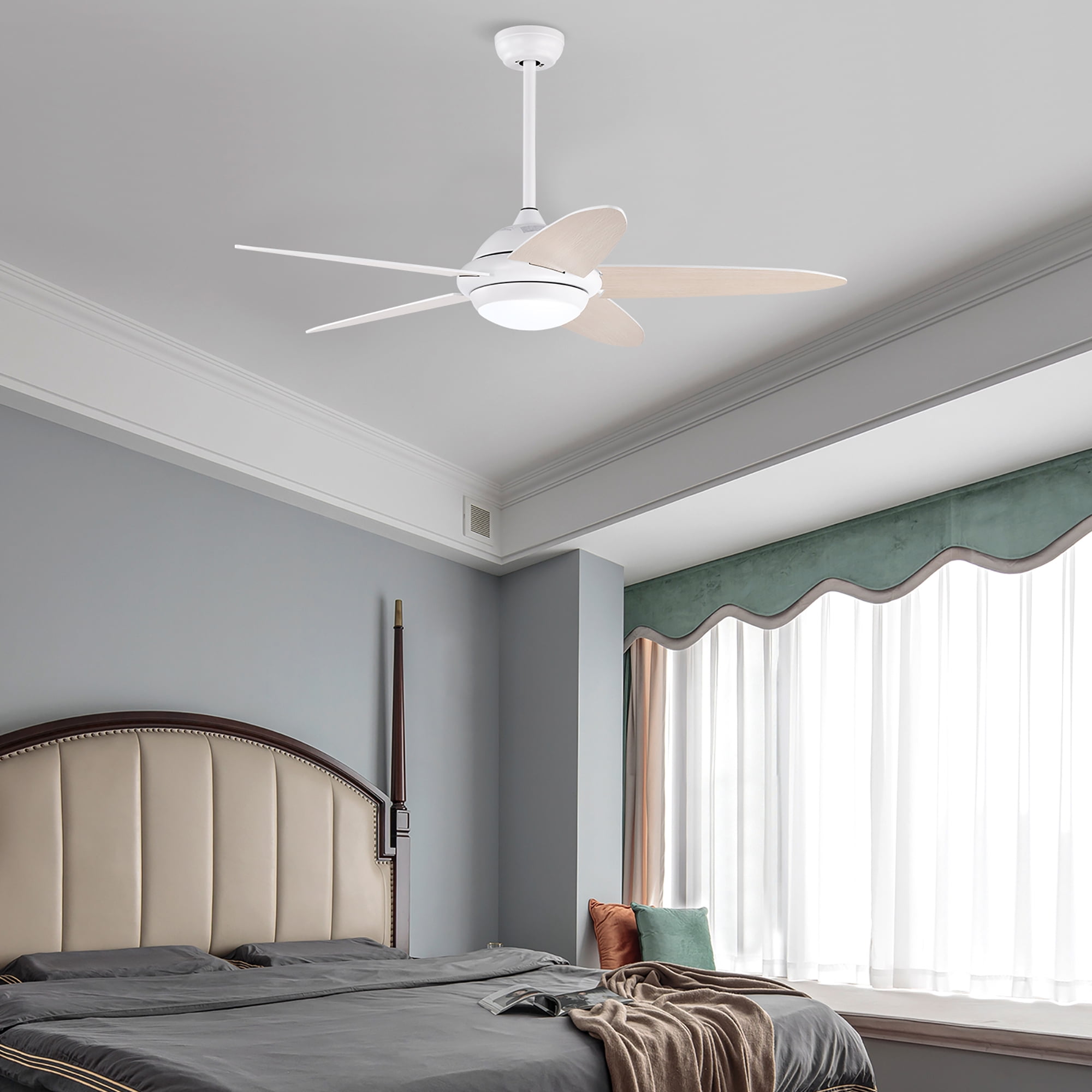 Costway 52'' Ceiling Fan with LED Lights & Remote Control 1/2/4/8H Timer & 3 Fan Speeds