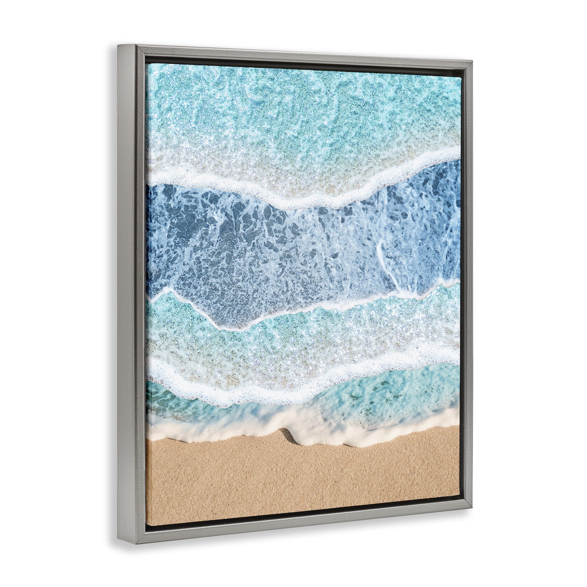 Stupell Industries Overlapping Shore Waves Gray Framed Floater Canvas Wall Art, design by Jesse Keith