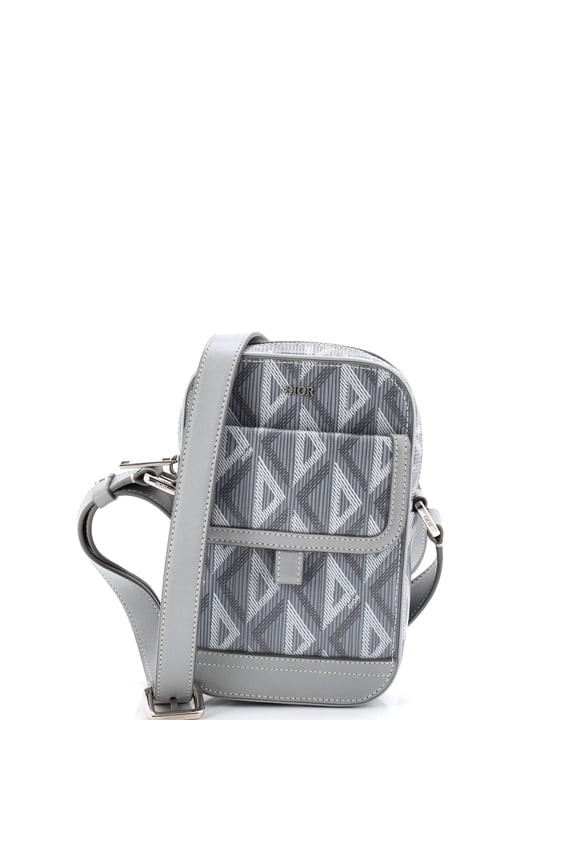 Pre-Owned Hit the Road Messenger Bag CD Diamond Coated Canvas and Leather By Rebag