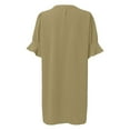 thumbnail image 5 of Vestido informal liso de manga corta y cuello en V para mujer - Minivestido de verano de poliéster con ribete con volantes, S-XXL, 5 of 5