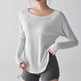 thumbnail image 4 of XPMWRP Long Sleeve Workout Tops for Women Hem Loose Crewneck Athletic Gym Shirts Soft Running Yoga Tee Tops White M, 4 of 9