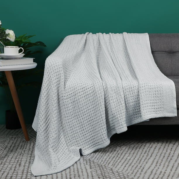 Piccocasa Soft 100 Cotton Waffle Knit Throw Blanket for Sofa Couch,47