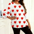 thumbnail image 4 of Gamivast Plus Size Holiday Tops 3/4 Sleeve Heart Print Cute Blouse Oversized Crew Neck Drop Shoulder Trendy Shirts Valentine's Day Outfits Outfits, 4 of 6