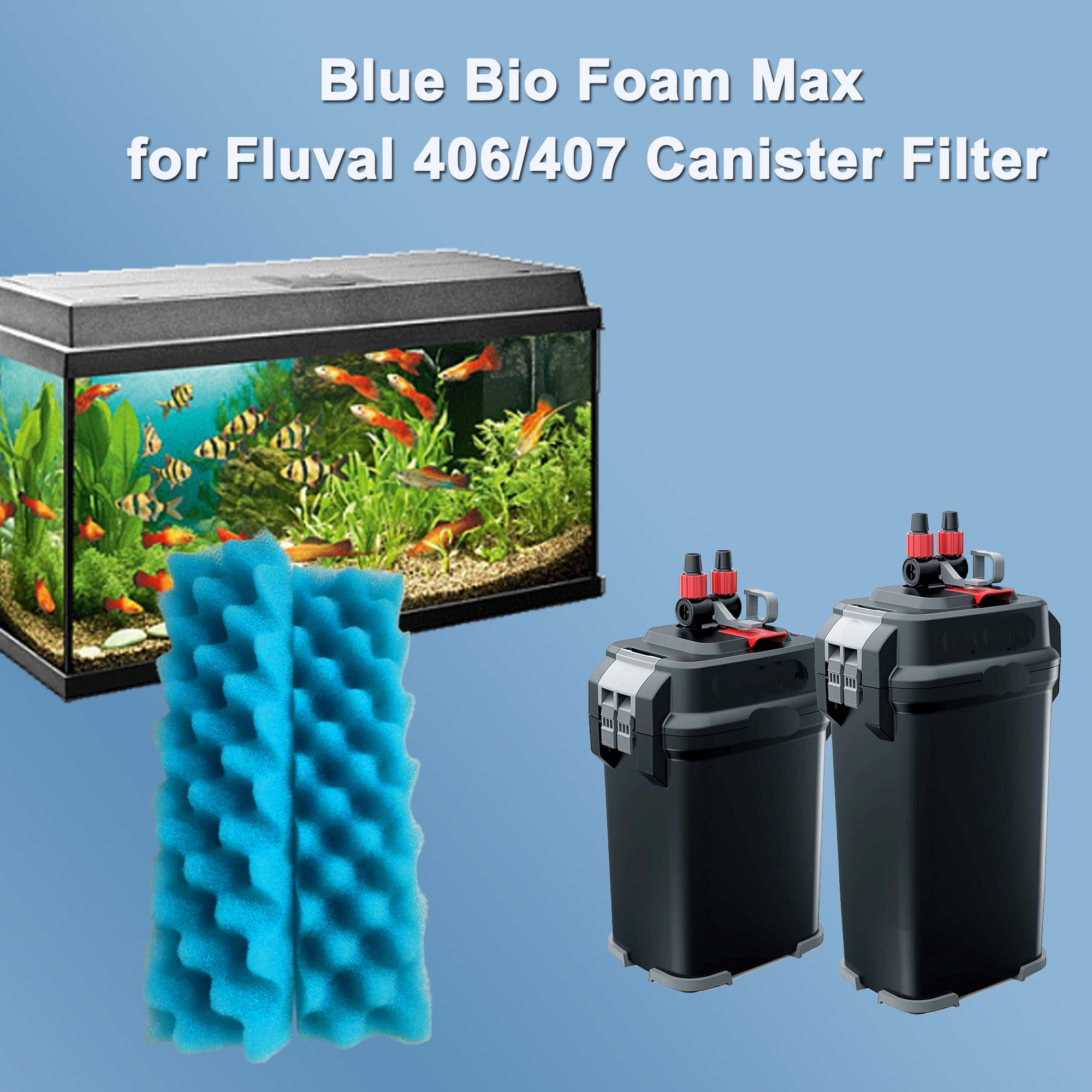 Qzbhct 12 Pcs Blue Foam Max Filter Compatible with Fluval 406 407 Canister Filter Aquarium Bio Sponge Replacement