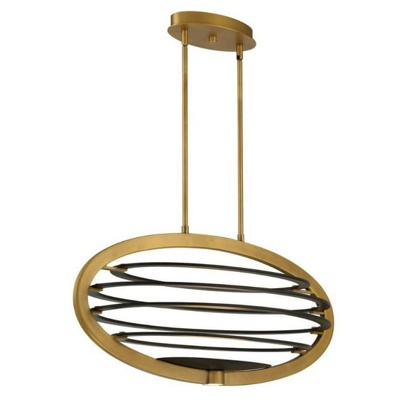 110W 2 Led Oval Chandelier in Transitional Style 17.25 inches Wide By 17.25 inches High-Brass/Black Finish Bailey Street Home 79-Bel-4365433