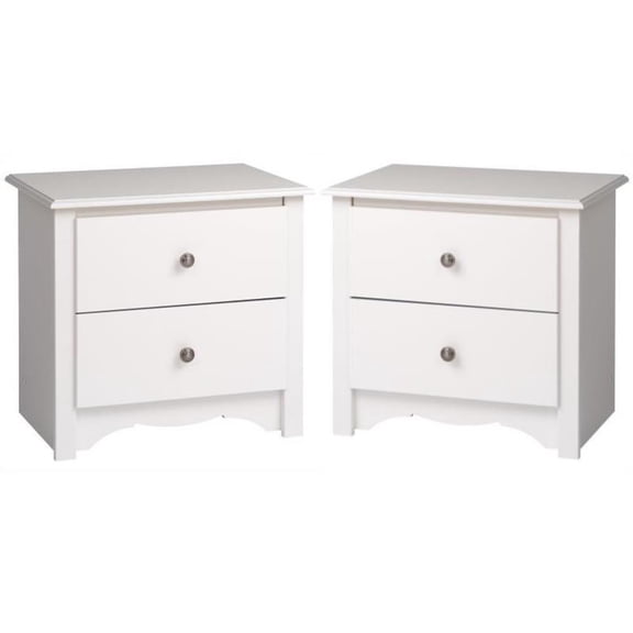 Home Square 2-Piece Furniture 2-Drawer Night Stand Set in White