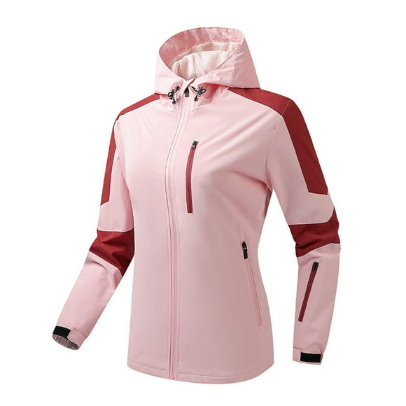 Pisexur Women's Trench Coats Fashion Zip Up Windbreaker Jacket Casual Hooded Workout Jackets for Woman Oversized Windproof Rain Coats Plus Size Rain Jacket S-4XL