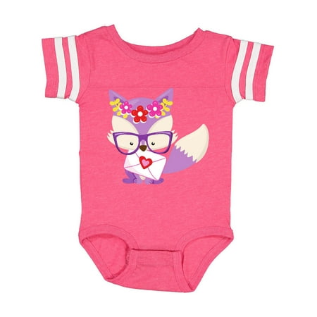 

Inktastic Valentine s Day Fox Fox With Glasses Flowers Gift Baby Boy or Baby Girl Bodysuit