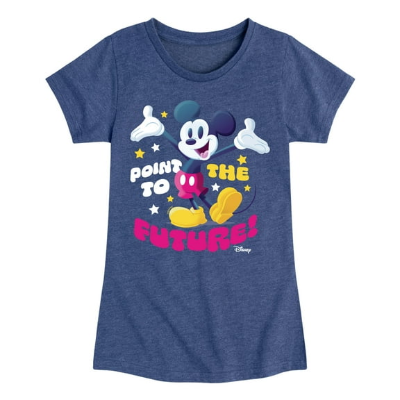Disney - Mickey Point To The Future - Youth Girls Short Sleeve Graphic T-Shirt
