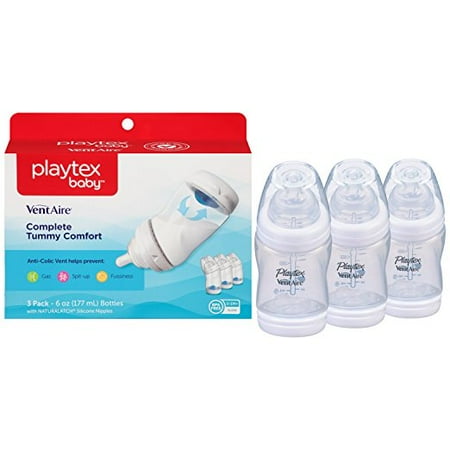 Playtex Baby Ventaire Anti Colic Baby Bottle, BPA Free, 6 Ounce - 3 count