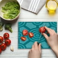 thumbnail image 4 of Teal Cutting Board, Abstract Aboriginal Dot Painting Native Prehistoric Cultural Art in Australia, Decorative Tempered Glass Cutting and Serving Board, Small Size, Teal, by Ambesonne, 4 of 5