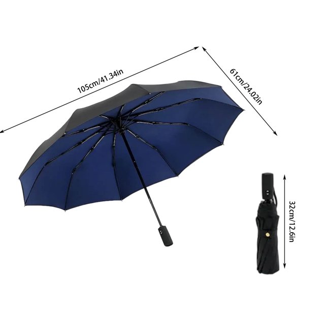 Hxlamzoo Parapluie Double Pliant Entièrement Automatique, Parapluie Résistant au Vent à 10 Baleines Renforcées, Style d'Affaires, Design Contrastant Intérieur et Extérieur, Double Parapluie pour le Soleil et la Pluie