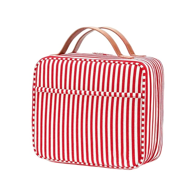 TISHITA Trousse de Maquillage de Voyage Imperméable pour Usage à Sec et Humide pour Articles de Toilette Shampooing Rouge Rayé Rouge