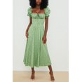 thumbnail image 4 of HAHDAXIA Women Puff Sleeve Split Maxi Dress Square Collar Ruffle Floral Boho Dresses Cottagecore Backless Sundress, 4 of 6