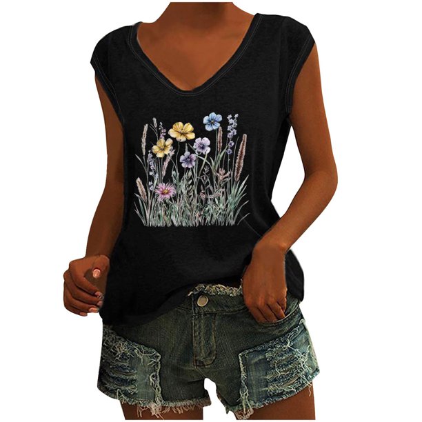 Camisetas Casuales de Manga Corta Gradiente Impreso Cuello Redondo Superior, Camiseta de Moda de Poliéster para las Mujeres, Lavado a Mano Verano Primavera