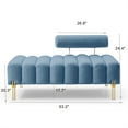 thumbnail image 6 of Miniyam 53" Sherpa Upholstered Bench with Adjustable Backrest and Gold Metal Legs, Blue, 6 of 6