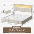 thumbnail image 3 of GUNAITO King Bed Frame with Storage Headboard, 2 Drawers Platform Upholstered LED Bed Frame with USB Ports & Outlets Beige, 3 of 9