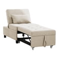 thumbnail image 4 of MUZZ 4-in-1 Convertible Sleeper Chair w/ Adjustable Backrest&Storage&Pillow,Pull Out Sofa Bed for Compact Spaces(Beige), 4 of 9
