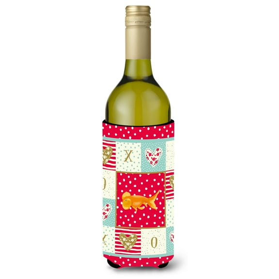 Carolines Treasures CK5470LITERK Bubble Eyed Goldfish Love Wine Bottle Hugger  Wine Bottle multicolor