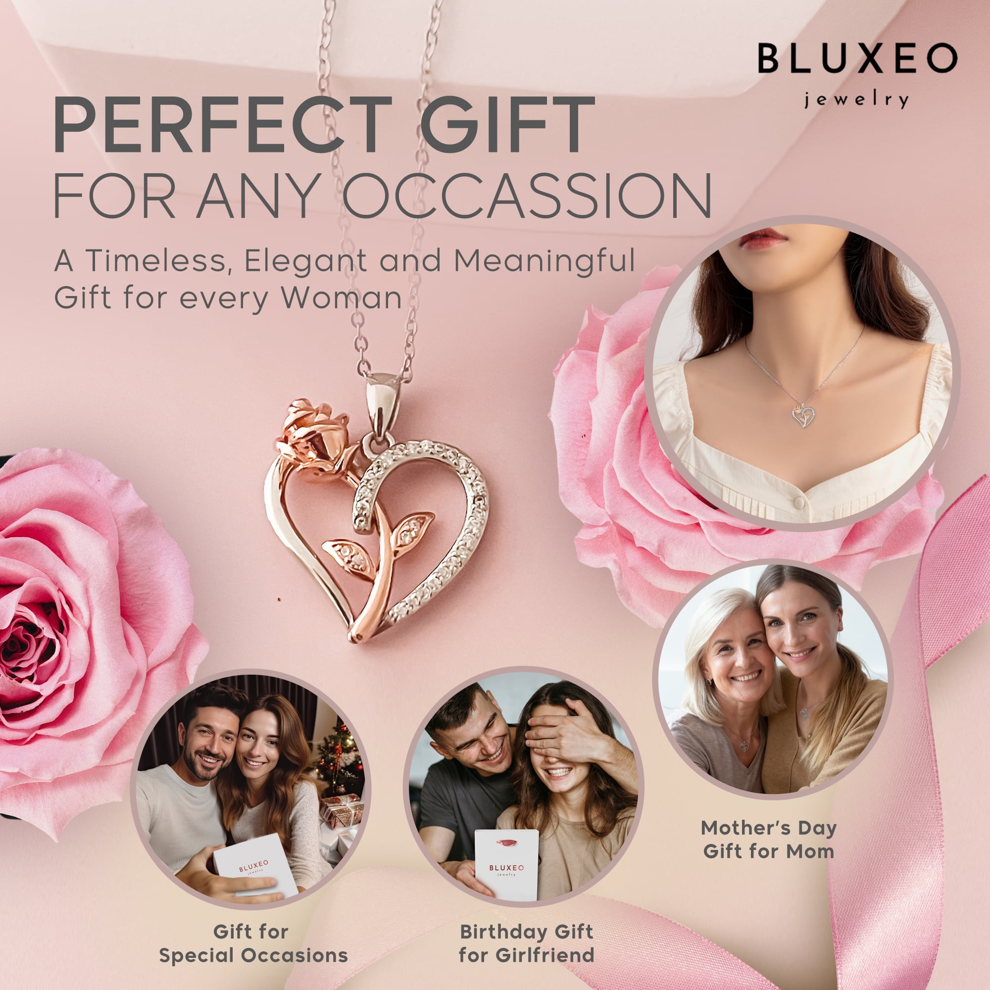 To My Wife Necklace from Husband with Message Card Romantic Gifts for Wife S925 Sterling Silver Necklace for Women, Wife Jewelry Rose Gold, Wife Birthday Anniversary Valentines Mothers Day Gifts