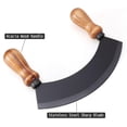 thumbnail image 2 of ABCISI 6.8 Inch Stainless Steel Mezzaluna Knife, Salad Rocker Chopper with Double Wood Handle, Pizza Cutter Chopper Knife with Curved Sharp Blade, Mincing Knife for Fruit Vegetable Herbs Nuts(Black), 2 of 12