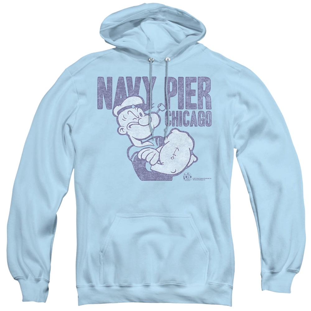 Popeye Navy Pier Adult Pullover Hoodie Sweatshirt Light Blue - Walmart.com