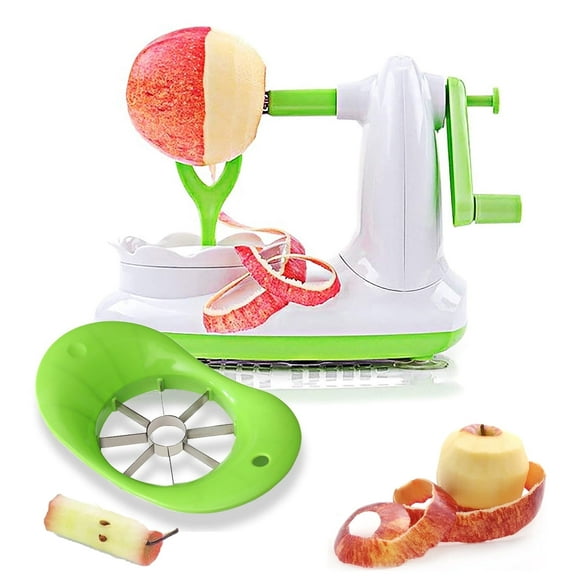 Potato Apple Peeler Corer Slicer Cutter Chopper Pear Fruit Easy Cut Cutter Kitchen Tool, Stainless Steel Blades Apple Cutter,Green