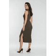 thumbnail image 2 of Forever 21 WGA Sleeveless Bodycon Sweater Dress With Mockneck And Side Slit, Color-Taupe, Size-L, 2 of 4