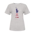 thumbnail image 4 of Tops Cortos para Mujeres Bandera de Moda Impresa Cuello Redondo, Camiseta de Manga 3/4 para Uso Diario, Casero Y Cómodo, 4 of 4