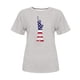 thumbnail image 2 of Tops Cortos para Mujeres Bandera de Moda Impresa Cuello Redondo, Camiseta de Manga 3/4 para Uso Diario, Casero Y Cómodo, 2 of 4