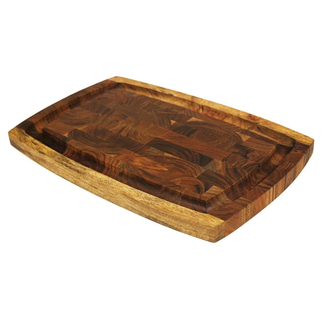 Mountain Woods Extra Thick Organic End-Grain Hardwood Acacia Cutting Board w/Juice Groove | Butcher Block | Wood Chopping Board - 17" x 11" x 1"