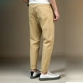 thumbnail image 5 of SWSMCLT Men's Chino Pants Solid Cotton Fitted Trousers Casual Pants Lightweight Stretch Cuffed Flat Front Ankle Length Slim Fit Tapered Leg Harem Streetwear Khaki Beige 44, 5 of 5