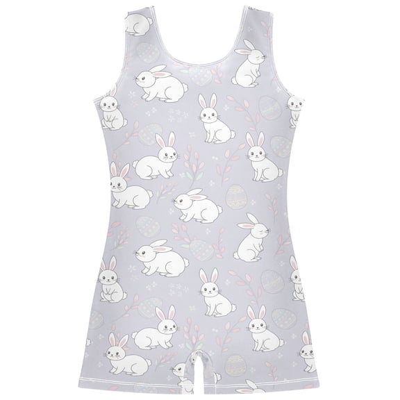 Gymnastics Leotard Sleeveless Rabbit Cute Egg Stretchy Dance Bodysuit Breathable Athletic Ballet Yoga Outfit for Ages 3-14
