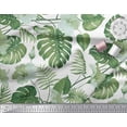 thumbnail image 2 of Soimoi Green Japan Crepe Satin Fabric Monstera Leaf & Floral Print Fabric by the Yard 42 Inch Wide, 2 of 3