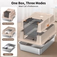 thumbnail image 5 of Extra Large Stainless Steel Cat Litter Box with High Sides Washable ABS & Steel Pan for Big Cats, 5 of 7