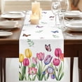 thumbnail image 3 of Table Runners 90 Inches Long Dress Scarves, Tulips Spring Floral Farmhouse Coffee/Dining/Kitchen Table Runner for Living Room, Pastoral Flowers Butterfly Farmhouse 13x90 Inch, 3 of 9