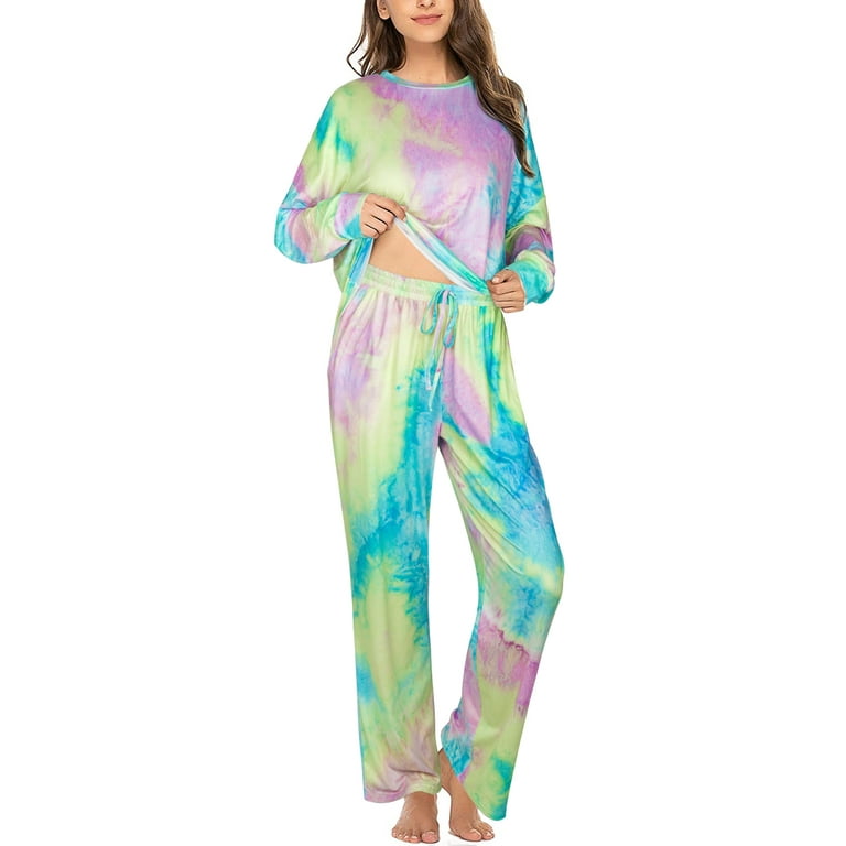 Women's Plus Size Tie Dye Print Long Sleeves Two Piece Set