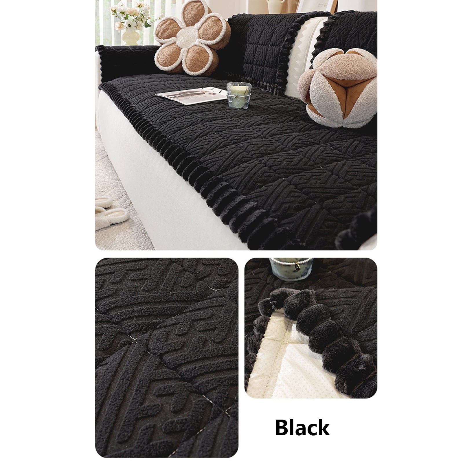 Couch Cover for Dogs Washable, Pet Couch Covers for Sofa, Soft Fuzzy Sofa Cover, Thick Couch Protector for Dogs, Pet Friendly Dog Mat for Couches and Sofas (27.6" x 82.7", 1 Pack, Black)