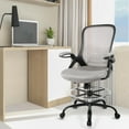 thumbnail image 2 of HYLONE Drafting Chair, Tall Office Chair Standing Desk Chair Grey Mesh High-Back Drafting Stool with Flip-Up Arms, Adjustable Foot Ring, 2 of 7