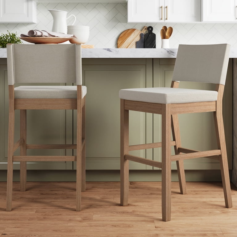 Nathan James Linus Modern Upholstered Bar Stool with Back and